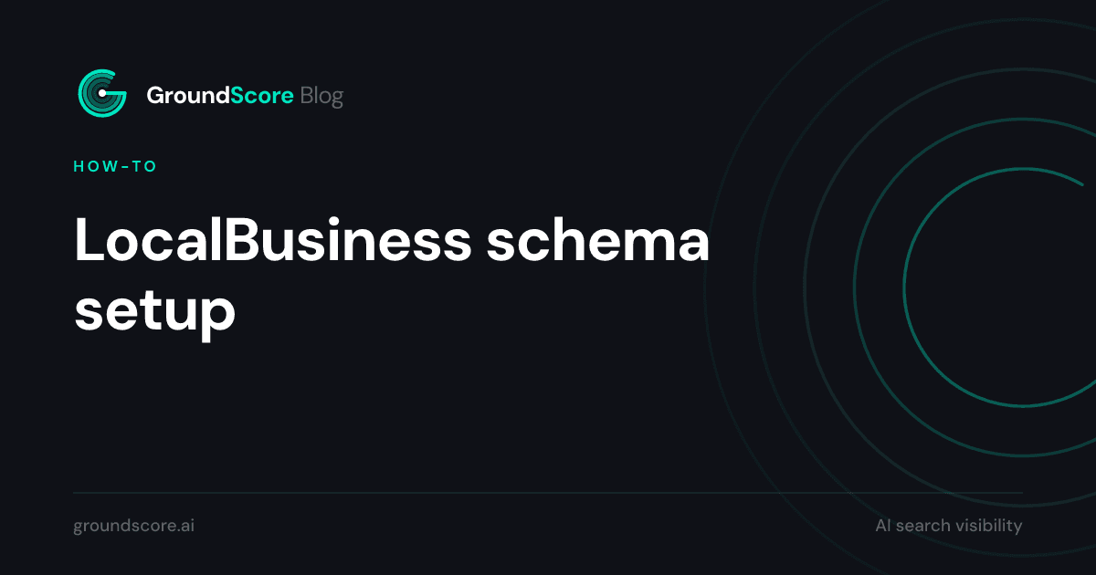 Diagram of LocalBusiness schema fields feeding an AI generated local recommendation