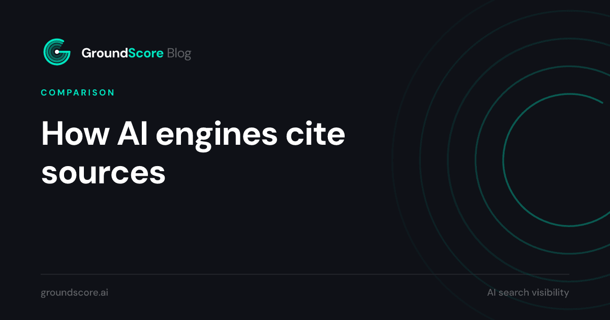 Three AI engines side by side showing different citation styles for the same answer