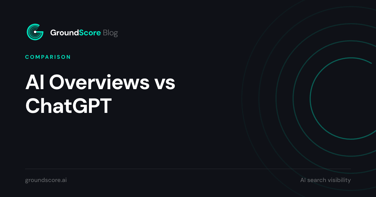 Split panel comparing a Google AI Overview with a ChatGPT conversational answer